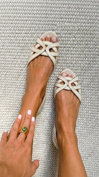 Bianca - Sandalias Tejidas Elegantes Color Crema