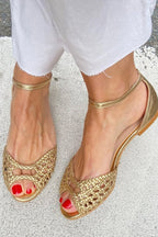 Jolina - Sandalias Doradas Tejidas