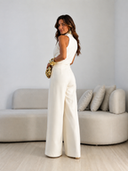 Valentina | Mono Halter con lazo frontal y corte de Pierna Ancha palazzo