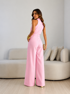 Valentina | Mono Halter con lazo frontal y corte de Pierna Ancha palazzo
