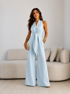 Valentina | Mono Halter con lazo frontal y corte de Pierna Ancha palazzo