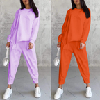 Conjunto de sudadera de manga larga con bajo irregular y pantalones para mujer