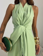 Valentina | Mono Halter con lazo frontal y corte de Pierna Ancha palazzo