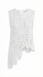 Blusa Asimétrica Delia con Detalles de Encaje