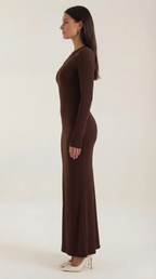 Roberta Vestido Maxi Bodycon de Manga Larga