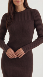 Sheila - Vestido midi ajustado de canalé