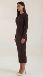 Sheila - Vestido midi ajustado de canalé