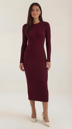 Sheila - Vestido midi ajustado de canalé