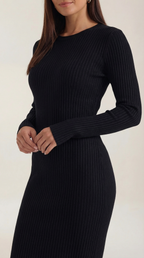 Sheila - Vestido midi ajustado de canalé